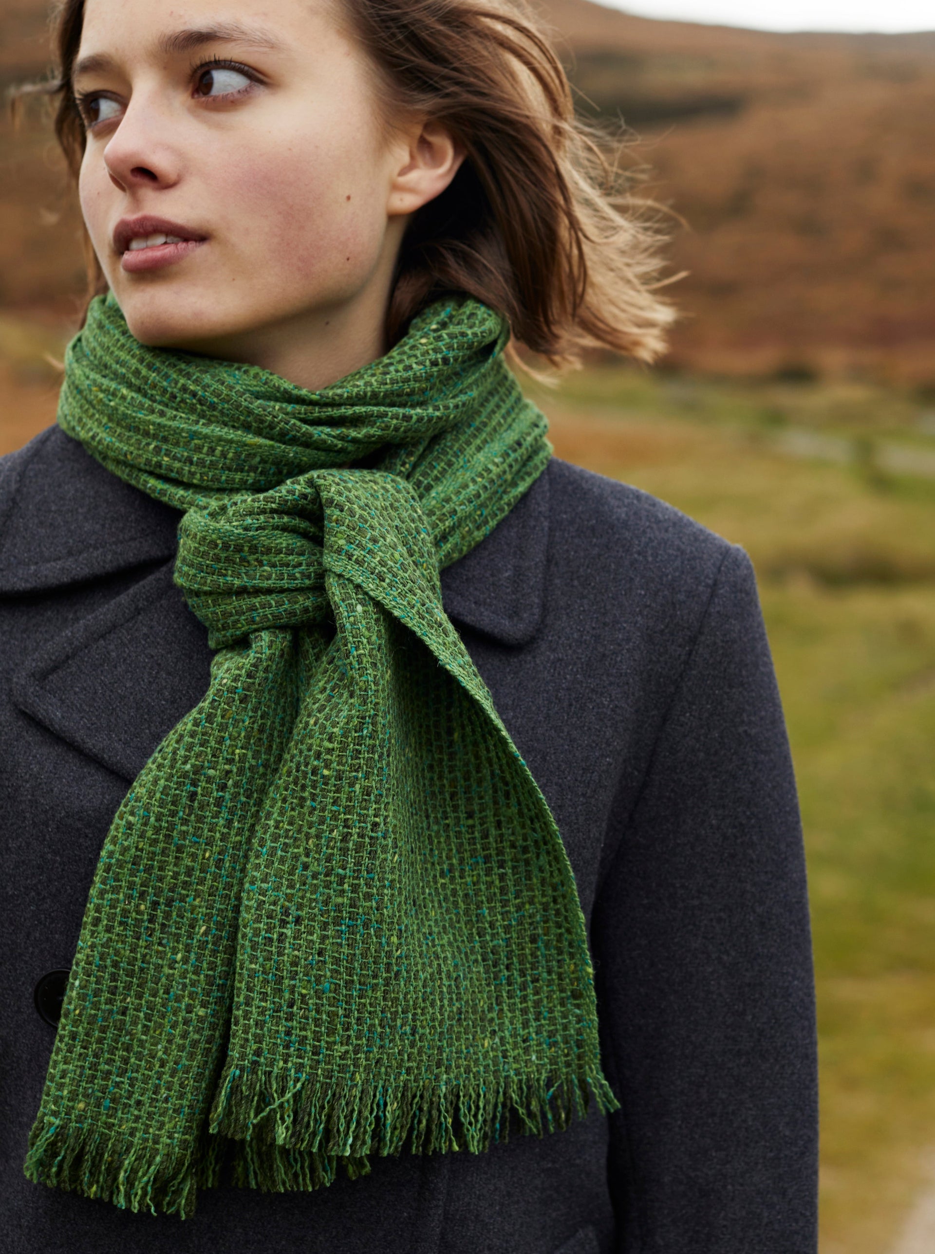 Tweed Emphasize Narrow Scarf Moss – Mourne Textiles